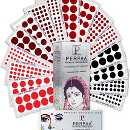 PERPAA Premium Kumkum Set Of 16 Velvet Sticker Kumkum Bindi Box - Red - Black - Dark-Maroon - Light-Maroon-51