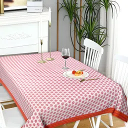 TARAN LIVING Orange Ethnic Motifs Cotton 8-Seater Table Cover-image-7