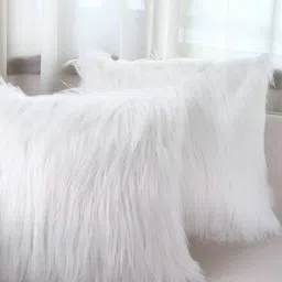TANLOOMS White 2 Pieces Quirky Fur Square Cushion Covers-picture-52