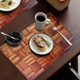 ambbi collections Ethnic motif Brown PVC 12 Pcs Placemat and Coasters-picture-10