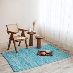 HOMEMONDE Blue Striped Reversible Carpet-26