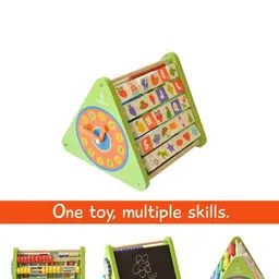 shumee Kids Green Printed 5-in-1 Wooden Activity Triangle Learning Toy-10