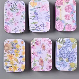 MARKET99 Pink & Blue 12 Pieces Floral Printed Metal Jewellery Organisers-10