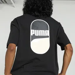 Puma DOWNTOWN Unisex Brand Logo Printed Cotton T-shirt-image-49
