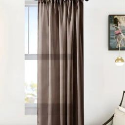 the conversion Brown Linen Solids 7ft sheer Rod Pocket Door Curtain-picture-28