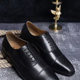 LOUIS STITCH Men Black Solid Genuine Italian Leather Formal Oxfords Lace Up Shoes-image-34