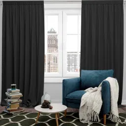 parda online Black Polyster Solid 5ft Blackout Rod Pocket Window/Door (2 Pc)-picture-35