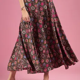 Deewa Abstract Printed Flared Maxi Skirts-picture-0