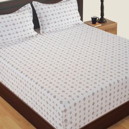 swayam White 210 TC Motifs Print Cotton Satin Single Bed Sheet with 1 Pillow Cover-picture-33