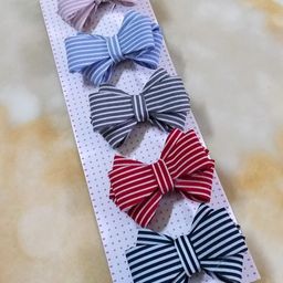 LYTIX Girls Set of 5 Striped Alligator Hair Clip-picture-14