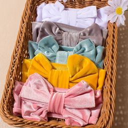 LYTIX Girls Pack Of 2 Assorted Double Layer Boho Velvet Bow Headbands-21