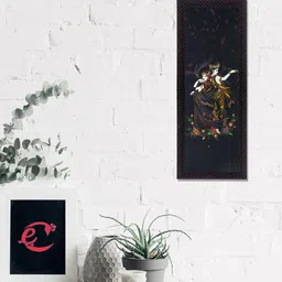 eCraftIndia Black & Yellow Dancing Radha Krishna Satin Matt Texture UV Wall Art-image-22