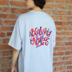 TITTLI Typography Printed Drop Shoulder Sleeves Pure Cotton Oversized T-shirt-image-95