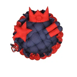 LOREM Infant Blue & Red Printed Pillows & Round Shaped Cotton Baby Bed Sets-17