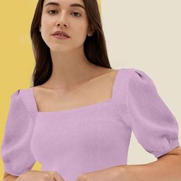 BerryBird Square Neck Puff Sleeve Top-picture-14