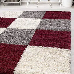 AaHo Decor Maroon Chess Box Non Shedding Shaggy Carpets-image-33