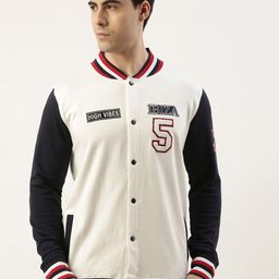 Maniac Men Colourblocked Pure Cotton Varsity Jacket-7