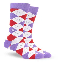 SockSoho Men Checked Cotton Calf-Length Socks-34
