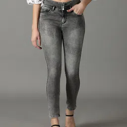 SHOWOFF Women Slim Fit High-Rise Heavy Fade Embellished Stretchable Jeans-image-37