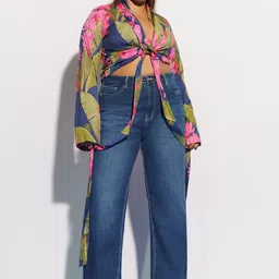 FREAKINS Women Plus Size Blue Clean Look High-Rise Heavy Fade Straight Fit Cotton Jeans-12
