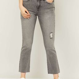 Xpose Women Grey Comfort Bootcut High-Rise Low Distress Heavy Fade Stretchable Jeans-image-50