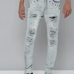 WAIMEA Boys Blue Hollywood Skinny Fit Highly Distressed Heavy Fade Stretchable Jeans-picture-38