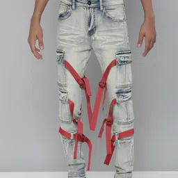 WAIMEA Boys Blue Hollywood Skinny Fit Mildly Distressed Heavy Fade Stretchable Jeans-picture-39