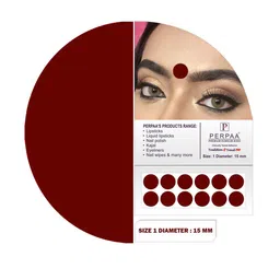 PERPAA Set Of 4 Dark Maroon Bindi Flaps & Power Stay Non Transfer Lipstick - Maroon-40
