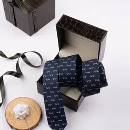 The Tie Hub Men Conversational Printed Necktie With Flower Lapel Accessory Gift Set-image-67