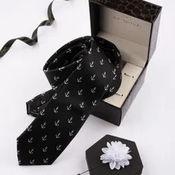 The Tie Hub Men Conversational Printed Necktie With Lapel Pin Accessory Gift Set-image-73