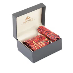 Alvaro Castagnino Men Rust & Yellow Printed Accessory Gift Set-image-59