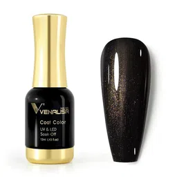 VENALISA Coat Color UV & LED Soak Off Gel Nail Polish 12ml - Pearly Grey Black 1101-image-1