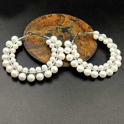FIMBUL Pearl Beaded Circular Hoop Earrings-image-55