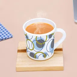 Larah by BOROSIL Nola 6 Pcs White & Grey Geometric Printed Opalware Mugs - 210 ML Each-50