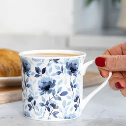 KitchenCraft Blue & White Dishwasher & Microwave Safe Printed Bone China Glossy Mug 300 ml-22