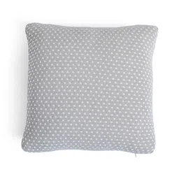 Pluchi Grey & White Knitted Cotton Square Cushion Cover-image-18