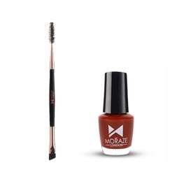 Moraze Set of Nail Paint 5 ml - Haughty Naughty with Double Ended Eyebrow Brush - Black-9