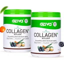 OZiva 2 Pcs Plant Based Collagen Builder For Brighter Skin Tone- Berry Orange - 250g Each-2