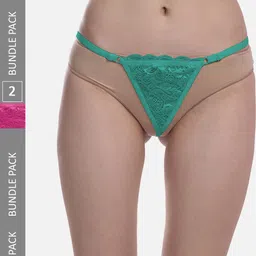 FIMS Pack Of 3 Lace Patterned G-String Low-Rise Briefs-picture-23