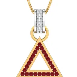 KUBERBOX 18KT Gold Alisa Ruby Diamond Pendant - 1.85 gm-image-9