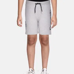 Monte Carlo Boys Grey Melange & Navy Blue Pure Cotton Typography Print Shorts-image-28