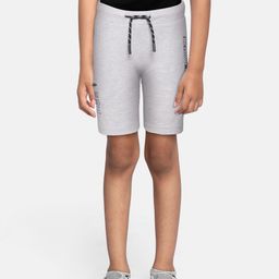 Monte Carlo Boys Grey Melange & Navy Blue Pure Cotton Typography Print Shorts-image-72