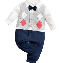 StyleCast Infant Boys Grey & Blue Printed Cotton Rompers-image-72
