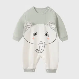StyleCast Infant Boys Grey Printed Cotton Rompers-image-73