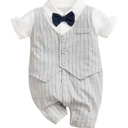 StyleCast Grey Infant Boys Striped Cotton Rompers-image-68