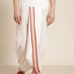 Anug by SOJANYA Men White & Maroon Solid Dhoti Pants-picture-56