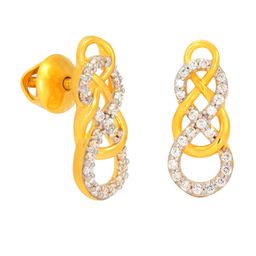 BHIMA 22K Hallmark 916 Purity Yellow Gold Dual Infinity Stone Stud-image-12