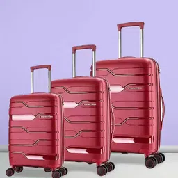 Nasher Miles Set of 3 Maroon Textured Hard-Sided Cabin Trolley Suitcase-62