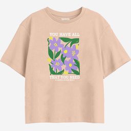 BONKIDS Girls Floral Printed Cotton Boxy T-shirt-picture-26