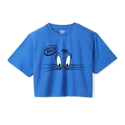 Wear Your Mind Girls Bugs Bunny Printed Crop Boxy -Fit Pure Cotton T-Shirt-image-89